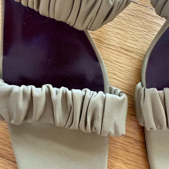 STAUD Frankie Ruched Sandal in Khaki - Picture 2 of 3